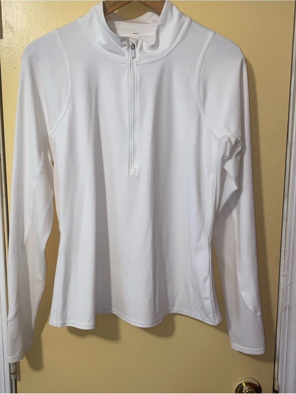 Lululemon Nulux Half-Zip Long Sleeve Tennis Running Shirt White 12 LW3FYCS